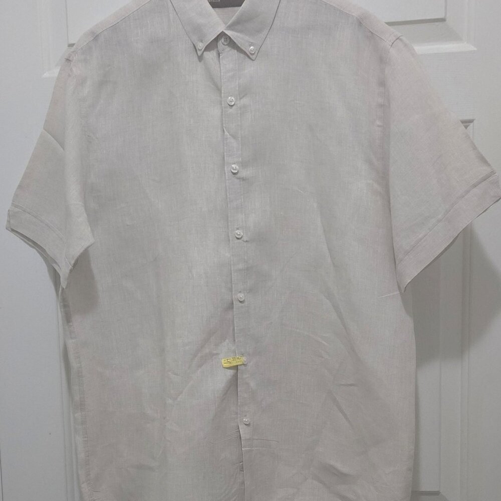 Perry Ellis Men's Timeless Linen Short Sleeve Breathable Regular Fit Shirt - Picture 6 of 6